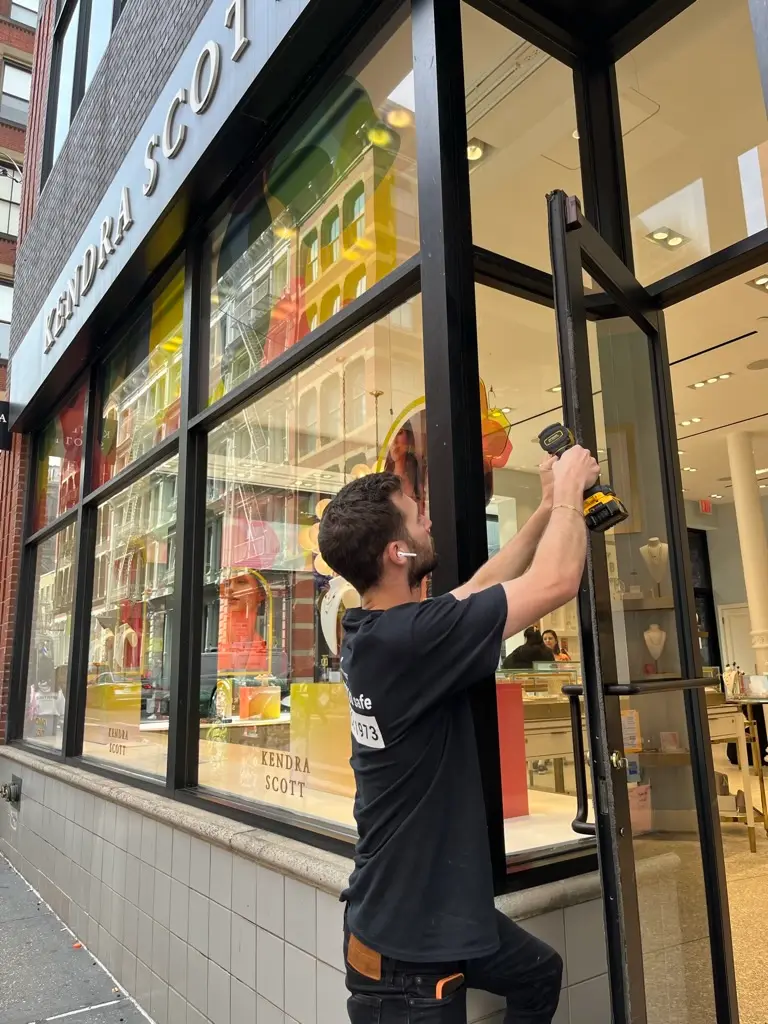 Westchester locksmith installing commercial storefront glass door hardware